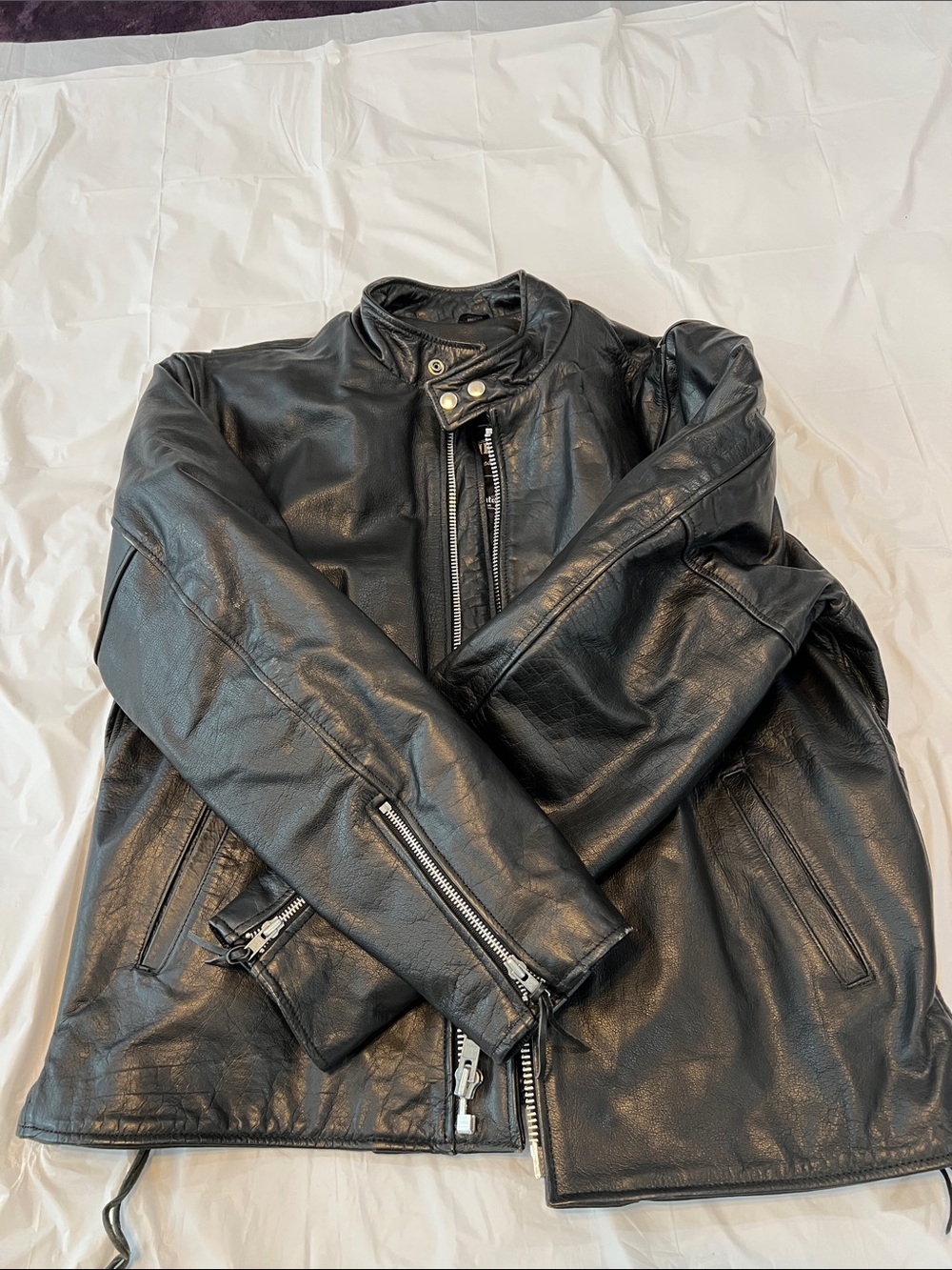 Unik Black Leather Bomber Jacket
